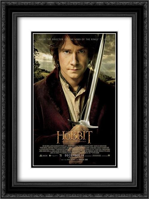 The Hobbit: An Unexpected Journey 18x24 Black Ornate Wood Framed Movie Poster with Double Matting
