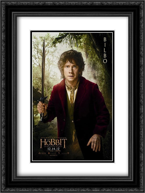The Hobbit: An Unexpected Journey 18x24 Black Ornate Wood Framed Movie Poster with Double Matting
