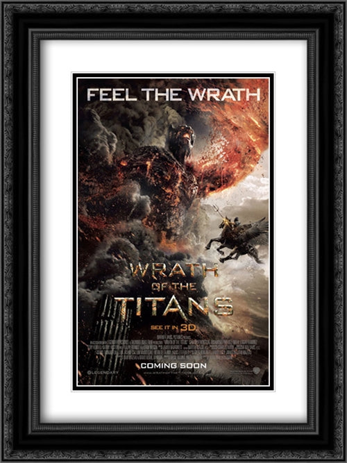 Wrath of the Titans 18x24 Black Ornate Wood Framed Movie Poster with Double Matting