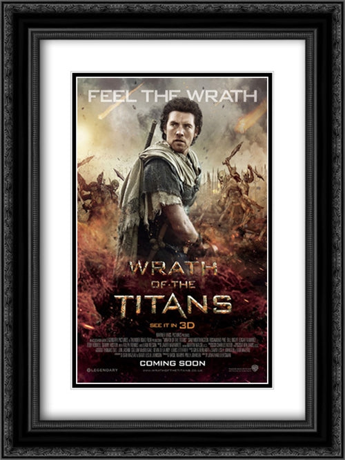 Wrath of the Titans 18x24 Black Ornate Wood Framed Movie Poster with Double Matting