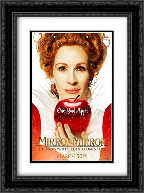 Mirror Mirror 18x24 Black Ornate Wood Framed Movie Poster with Double Matting