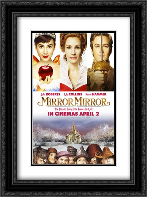 Mirror Mirror 18x24 Black Ornate Wood Framed Movie Poster with Double Matting