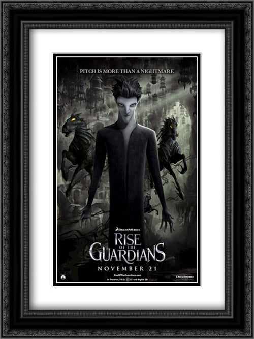 Rise of the Guardians 18x24 Black Ornate Wood Framed Movie Poster with Double Matting