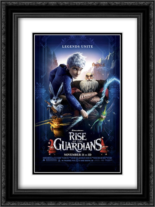 Rise of the Guardians 18x24 Black Ornate Wood Framed Movie Poster with Double Matting