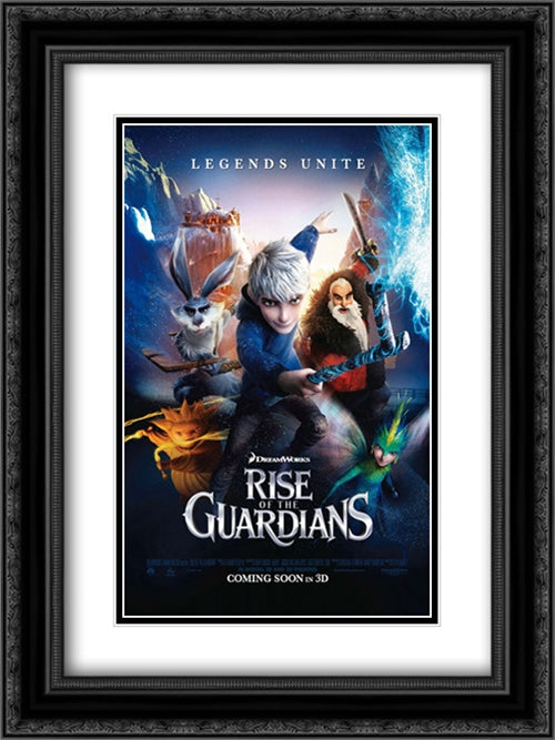 Rise of the Guardians 18x24 Black Ornate Wood Framed Movie Poster with Double Matting