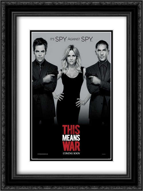 This Means War 18x24 Black Ornate Wood Framed Movie Poster with Double Matting