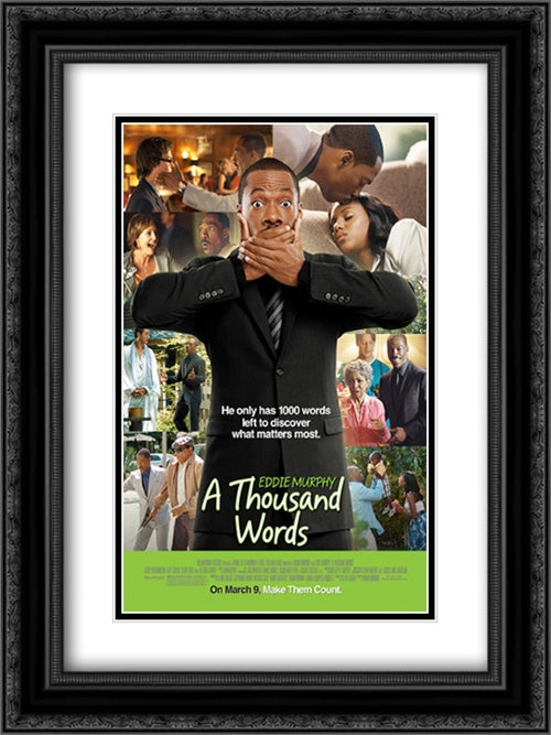 A Thousand Words 18x24 Black Ornate Wood Framed Movie Poster with Double Matting