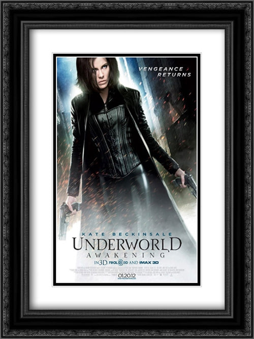 Underworld: Awakening 18x24 Black Ornate Wood Framed Movie Poster with Double Matting