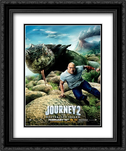 Journey 2: The Mysterious Island 20x24 Black Ornate Wood Framed Movie Poster with Double Matting