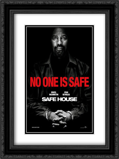 Safe House 18x24 Black Ornate Wood Framed Movie Poster with Double Matting