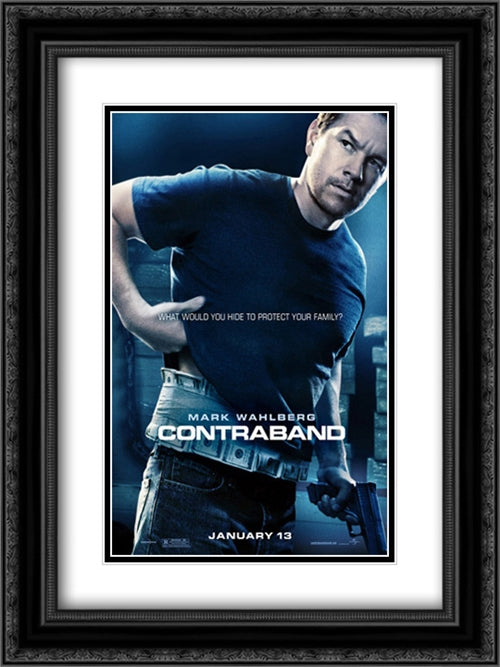 Contraband 18x24 Black Ornate Wood Framed Movie Poster with Double Matting