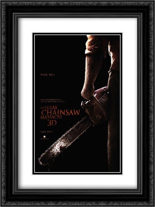 Texas Chainsaw 3D 18x24 Black Ornate Wood Framed Movie Poster with Double Matting