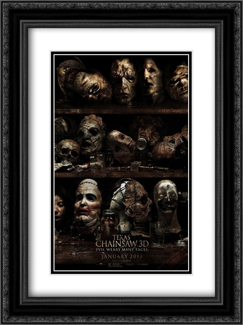 Texas Chainsaw 3D 18x24 Black Ornate Wood Framed Movie Poster with Double Matting
