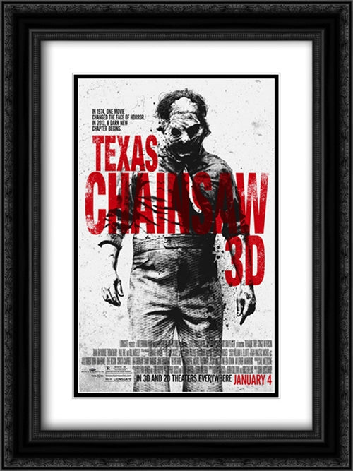 Texas Chainsaw 3D 18x24 Black Ornate Wood Framed Movie Poster with Double Matting