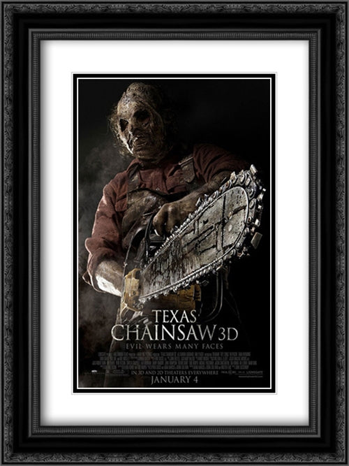 Texas Chainsaw 3D 18x24 Black Ornate Wood Framed Movie Poster with Double Matting
