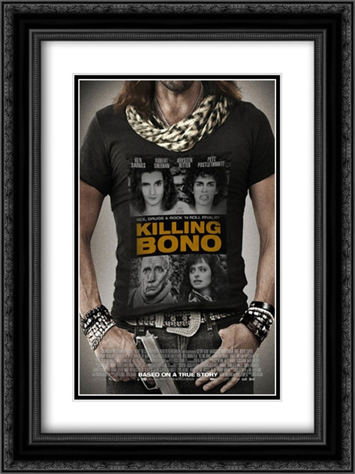 Killing Bono 18x24 Black Ornate Wood Framed Movie Poster with Double Matting