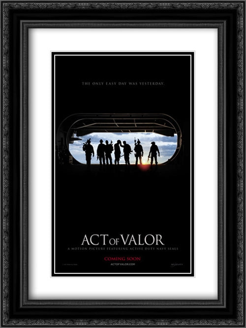 Act of Valor 18x24 Black Ornate Wood Framed Movie Poster with Double Matting