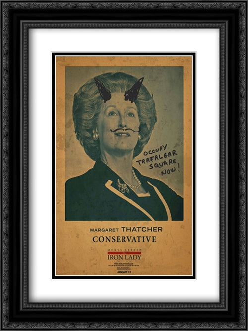The Iron Lady 18x24 Black Ornate Wood Framed Movie Poster with Double Matting