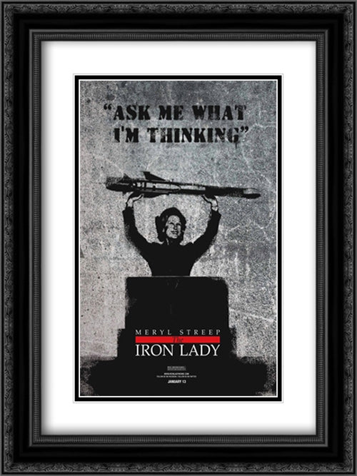 The Iron Lady 18x24 Black Ornate Wood Framed Movie Poster with Double Matting