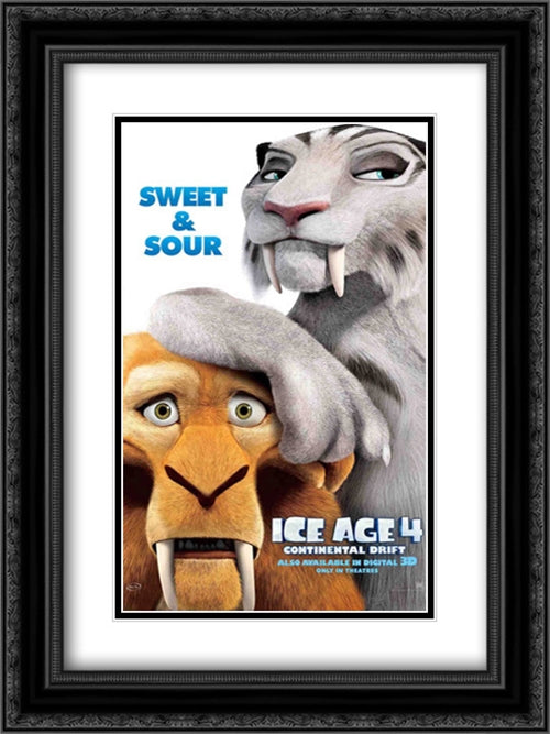 Ice Age: Continental Drift 18x24 Black Ornate Wood Framed Movie Poster with Double Matting