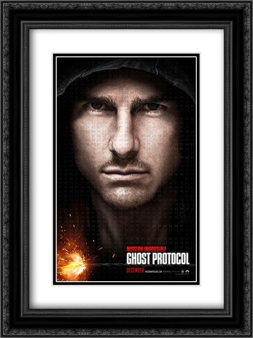 Mission Impossible: Ghost Protocol 18x24 Black Ornate Wood Framed Movie Poster with Double Matting
