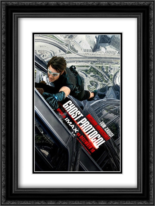 Mission Impossible: Ghost Protocol 18x24 Black Ornate Wood Framed Movie Poster with Double Matting