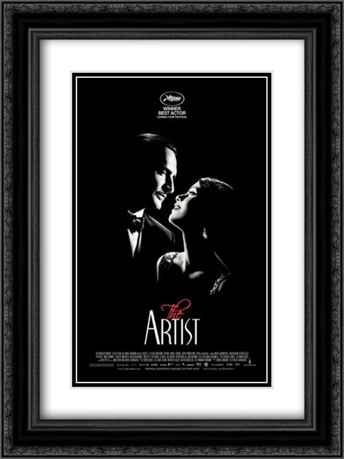The Artist 18x24 Black Ornate Wood Framed Movie Poster with Double Matting