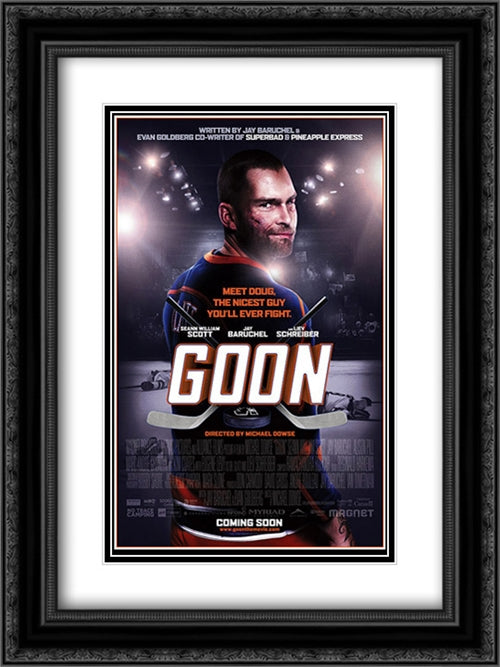 Goon 18x24 Black Ornate Wood Framed Movie Poster with Double Matting