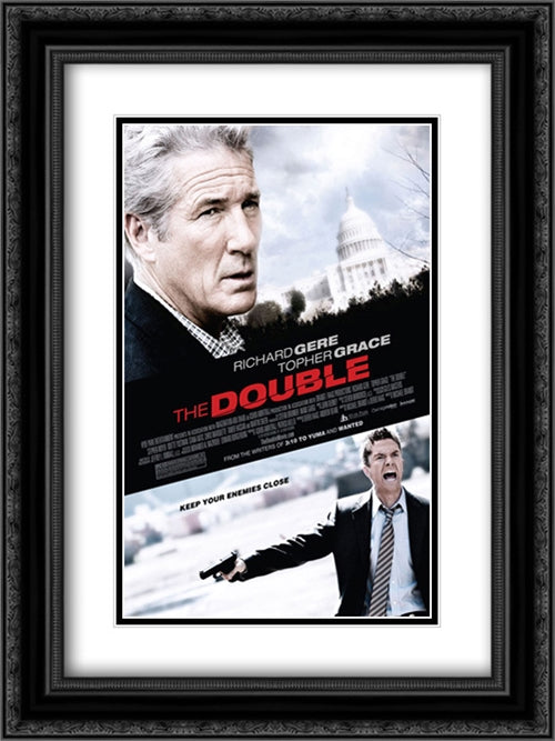 The Double (2011) 18x24 Black Ornate Wood Framed Movie Poster with Double Matting