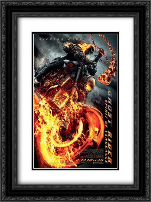 Ghost Rider: Spirit of Vengeance 18x24 Black Ornate Wood Framed Movie Poster with Double Matting