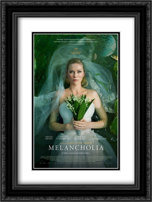 Melancholia 18x24 Black Ornate Wood Framed Movie Poster with Double Matting