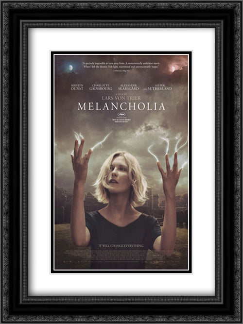 Melancholia 18x24 Black Ornate Wood Framed Movie Poster with Double Matting