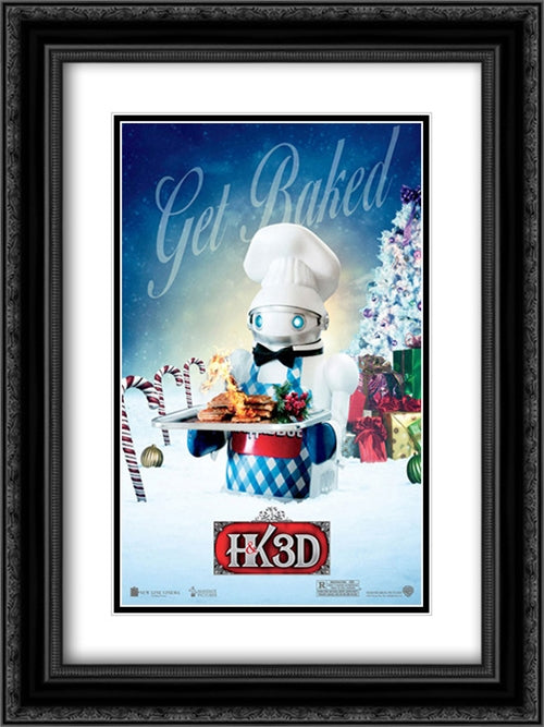 A Very Harold & Kumar Christmas 18x24 Black Ornate Wood Framed Movie Poster with Double Matting