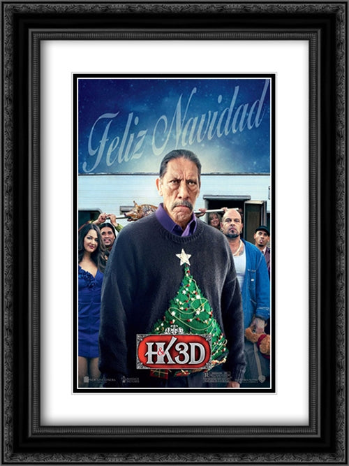 A Very Harold & Kumar Christmas 18x24 Black Ornate Wood Framed Movie Poster with Double Matting