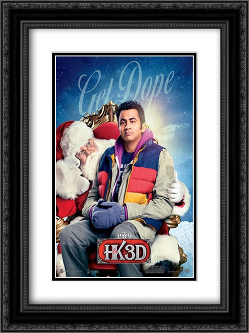 A Very Harold & Kumar Christmas 18x24 Black Ornate Wood Framed Movie Poster with Double Matting