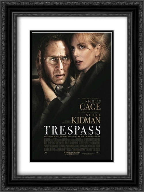 Trespass 18x24 Black Ornate Wood Framed Movie Poster with Double Matting