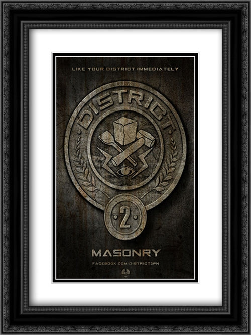 The Hunger Games 18x24 Black Ornate Wood Framed Movie Poster with Double Matting
