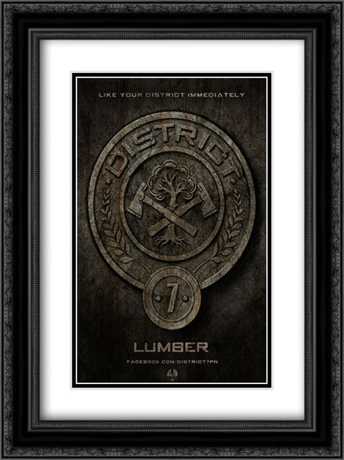 The Hunger Games 18x24 Black Ornate Wood Framed Movie Poster with Double Matting