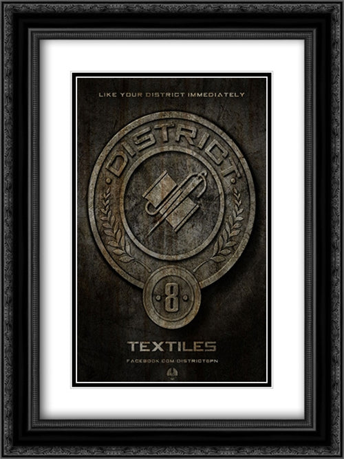 The Hunger Games 18x24 Black Ornate Wood Framed Movie Poster with Double Matting