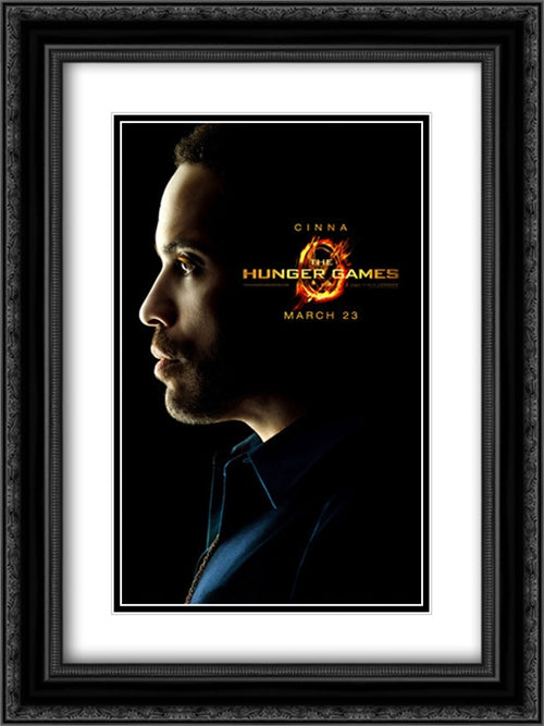 The Hunger Games 18x24 Black Ornate Wood Framed Movie Poster with Double Matting