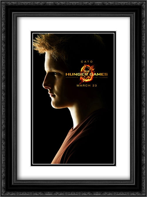 The Hunger Games 18x24 Black Ornate Wood Framed Movie Poster with Double Matting