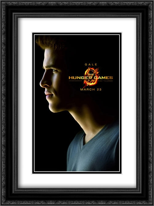 The Hunger Games 18x24 Black Ornate Wood Framed Movie Poster with Double Matting