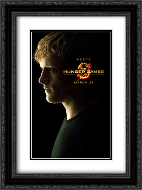 The Hunger Games 18x24 Black Ornate Wood Framed Movie Poster with Double Matting
