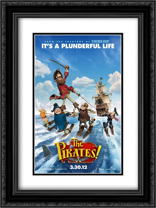 The Pirates! Band of Misfits 18x24 Black Ornate Wood Framed Movie Poster with Double Matting