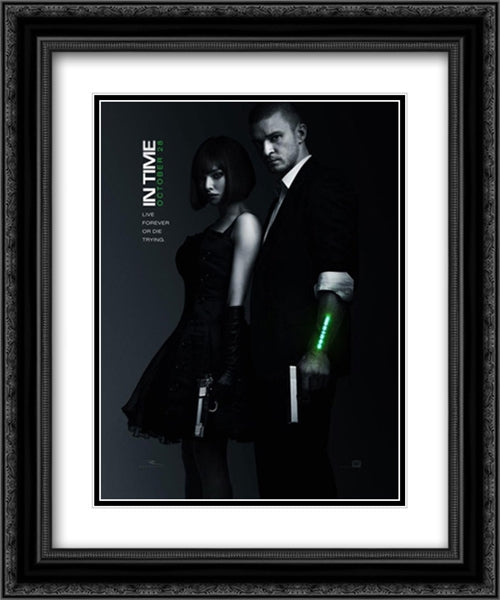 In Time 20x24 Black Ornate Wood Framed Movie Poster with Double Matting