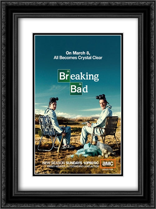 Breaking Bad TV Series Show 18x24 Black Ornate Wood Framed Movie Poster with Double Matting