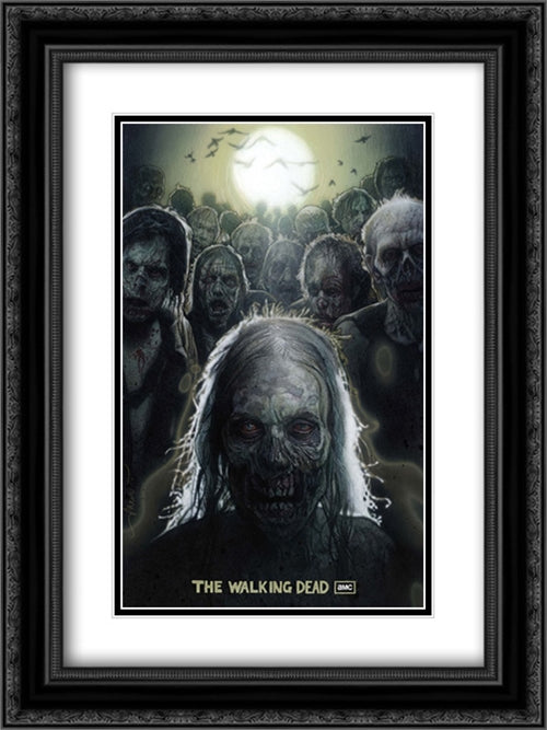 The Walking Dead TV Series Show 18x24 Black Ornate Wood Framed Movie Poster with Double Matting