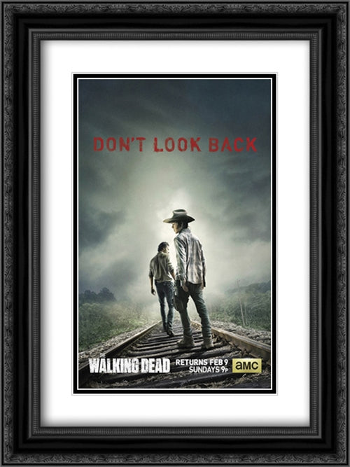 The Walking Dead TV Series Show 18x24 Black Ornate Wood Framed Movie Poster with Double Matting