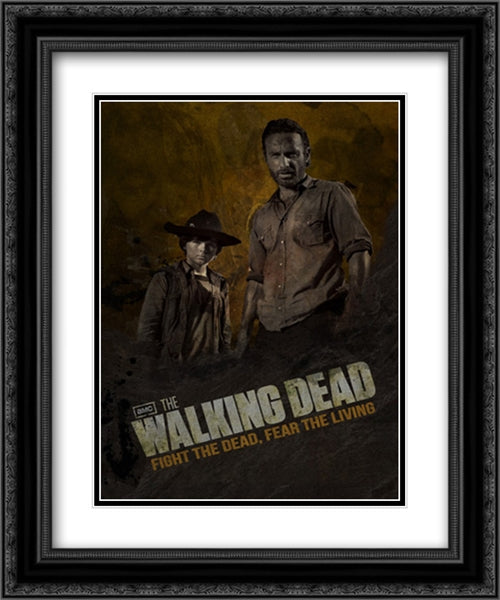 The Walking Dead TV Series Show 20x24 Black Ornate Wood Framed Movie Poster with Double Matting