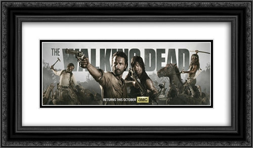 The Walking Dead TV Series Show 24x14 Black Ornate Wood Framed Movie Poster with Double Matting